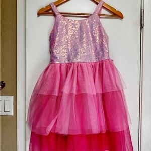 Zunie Pink Sequin Layered Dress